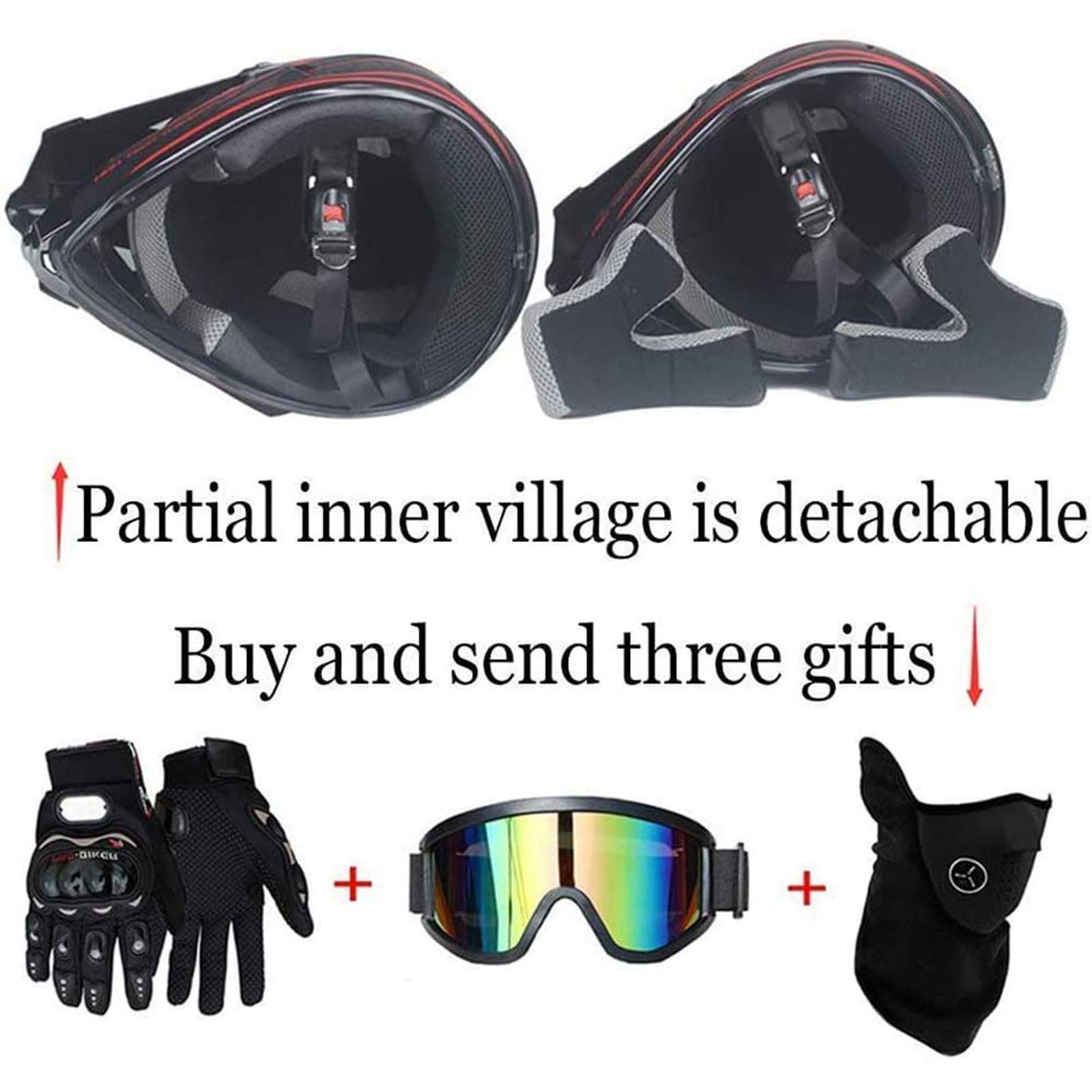 Casco, Guantes y Gafas de Motocross para niños (Juego de 4) Cascos de protección Integral para Motocicleta Casco de Karting ATV para niños y Adultos Aprobado por Dot (S / M / L / XL)