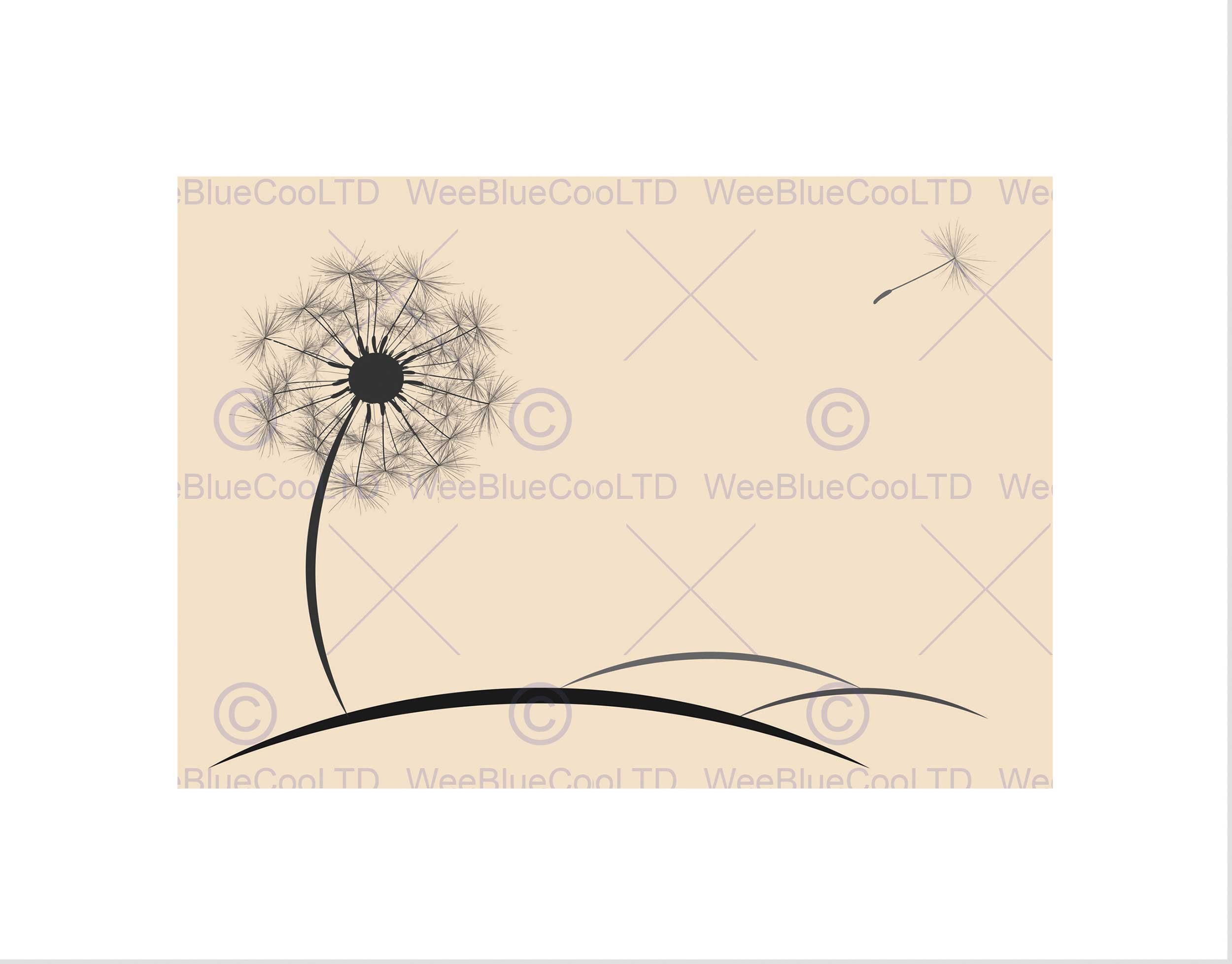 Wee Blue Coo PAINTING DRAWING DANDELION SEED FLOATING WISH BLACK FRAMED ART PRINT B12X13210