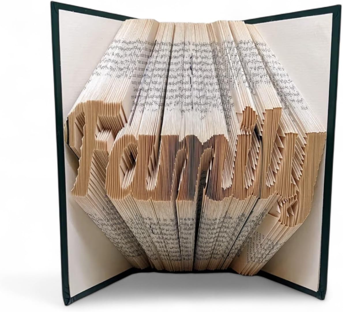Family book sculpture. Cursive font. Custom handmade folded book sculpture. Perfect for any occasion!