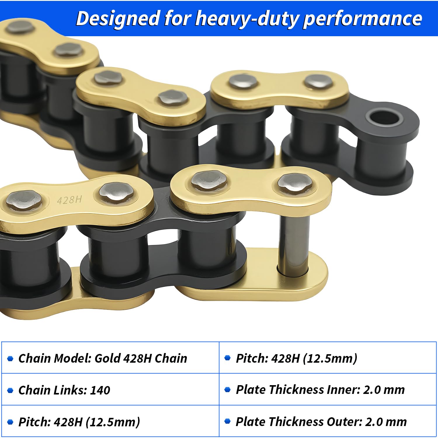 428H Drive Chain 140 Link with 6pcs Connecting Master Link Connecting Master Link Motorcycle Bicycle Go Kart Mini Trail Bike — Amazon image 3
