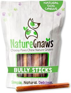 Nature Gnaws Small Bully Sticks for Dogs 5-6" (15 Count) - Long Lasting for Light Chewers and Puppies - Natural Thin Beef Dog Chew Bones - Rawhide Free