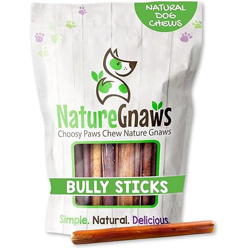 Nature Gnaws Small Bully Sticks for Dogs 5-6" (15 Count) - Long Lasting for Light Chewers and Puppies - Natural Thin Beef Dog Chew Bones - Rawhide Free