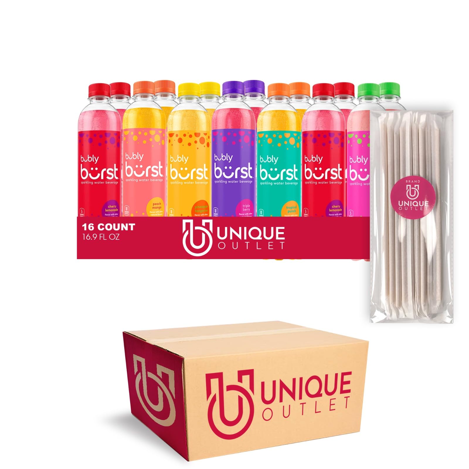 Bubly Burst 16-Pack of Burst Collection Sparkling Water Beverage 16.9 fl oz Plastic Bottle