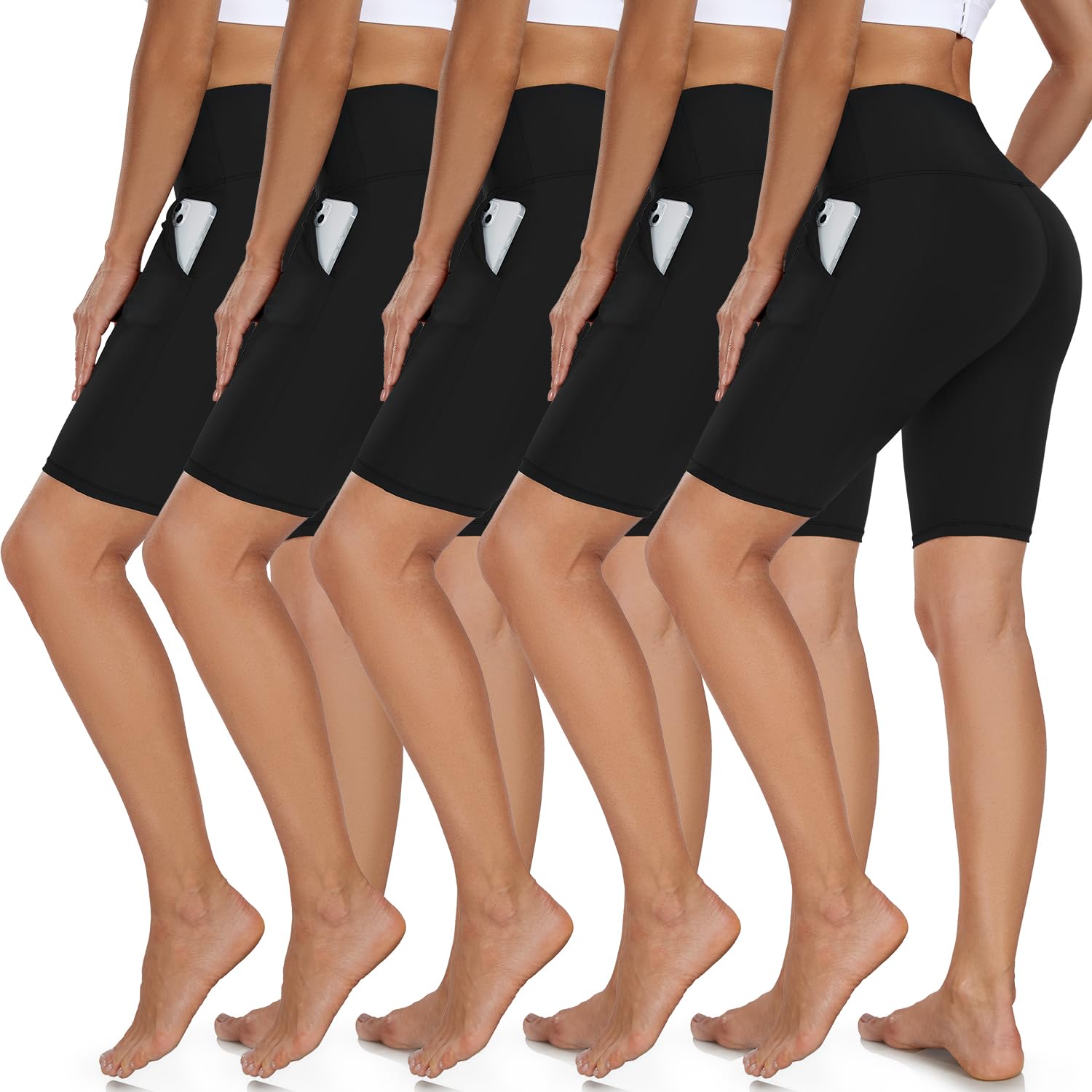 Diu Life 5 Pack High Waist Biker Shorts for Women - Buttery Soft 8" Womens Shorts for Workout, Yoga, Athletic