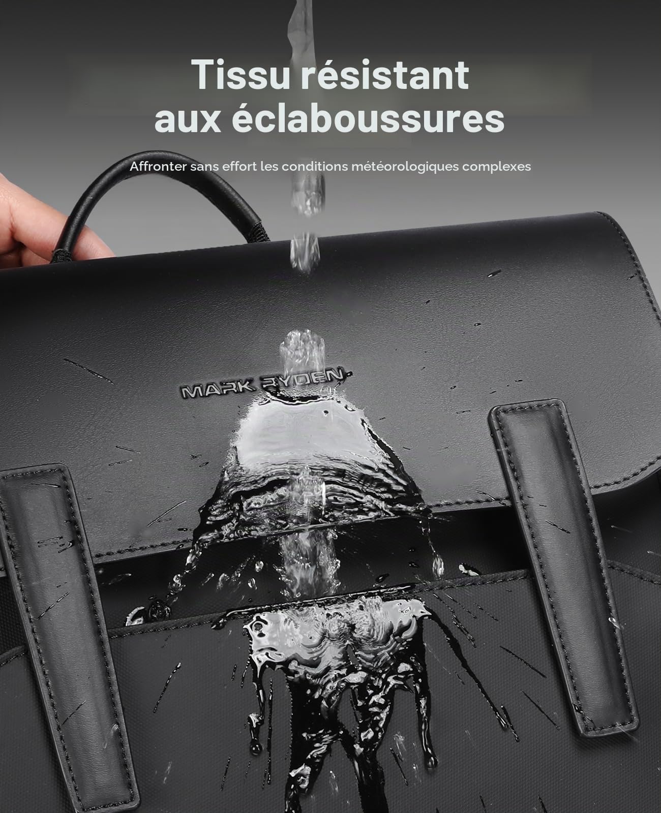 MARK RYDEN Sac à dos d'affaires en cuir pour homme 15,6 pouces Sac à dos étanche pour ordinateur portable