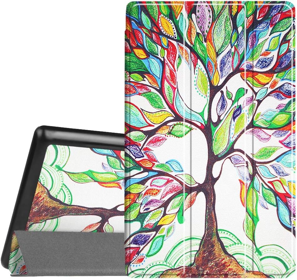 Fintie Slim Case for Amazon Fire HD 8 Tablet (7th and 8th Generation Tablets, 2017 and 2018 Releases), Ultra Lightweight Slim Shell Standing Cover with Auto Wake/Sleep, Love Tree