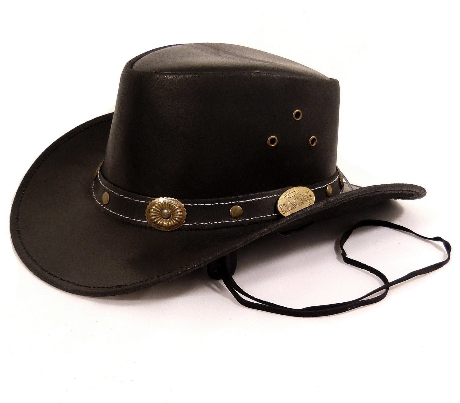 DACHS Germany Leather Cowboy hat, Outdoor hat, Cowboy hat Black - Split Leather