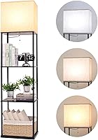 Vista 1 de Lámpara de pie con estantes, lámpara de pie rectangular de gran tamaño con bombilla de temperatura de 3 colores, lámpara de estantería de exhibición