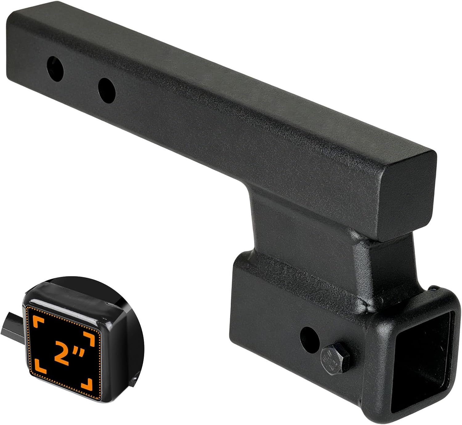 TOBPEE Trailer Hitch Riser Extension Adapter with 4" Drop/Rise, Adjustable 7.75"/9.75" Length, 2" Receiver, 7500 lbs Towing Capacity with Anti-Rattle Bolt