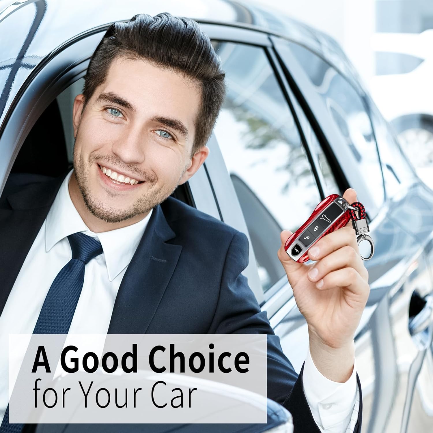 T-carbon Real Glass Fiber Key Fob Cover Compatible with Porsche Cayenne Panamera 2018-2025, Key Fob Case Compatible with 911 Carrera Taycan Key Accessories 2020-2025, Red - Image 7