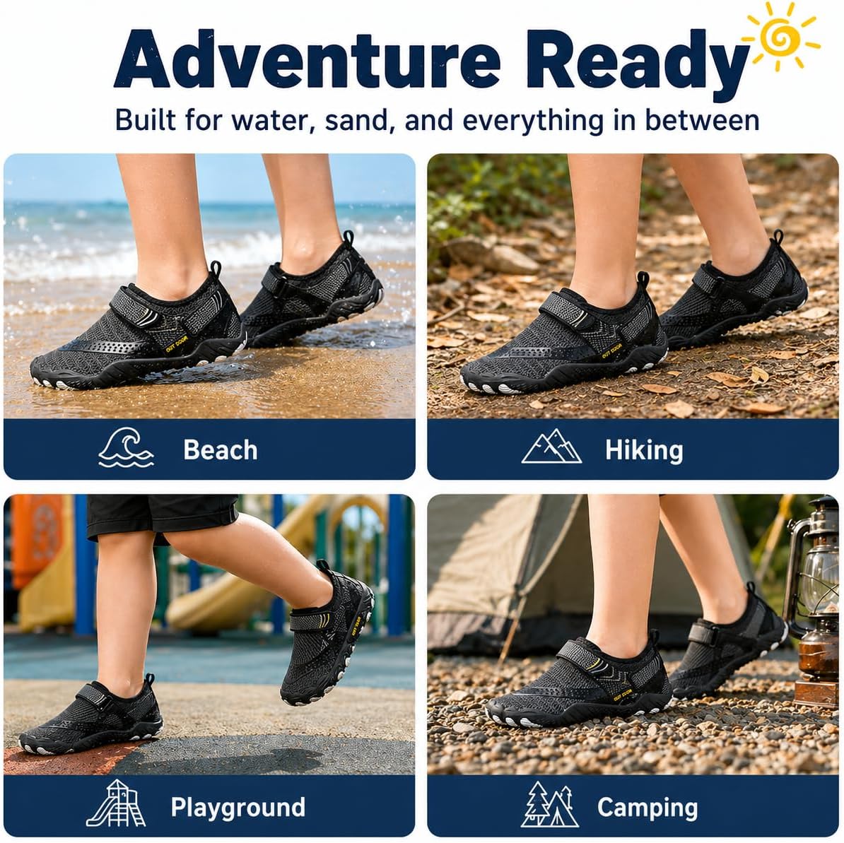 Yellow Aqua Water Shoes for Kids Toddlers Boys Girls Baby Swimming Hiking Beach Pool Protection Aqua Socks with Hard Sole
