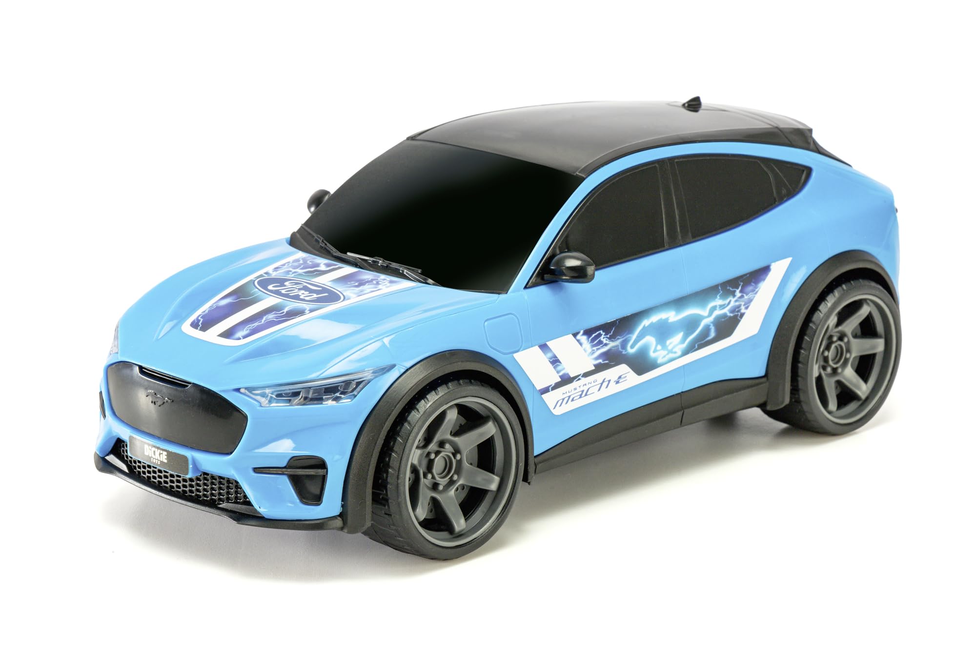 Dickie, Volvo FMX grúa con Coche Ford Mustang Mach-E 54 cm, Rueda Libre, Luces y Sonido, grúa basculante Manual, Zona de Carga, Licencia Volvo, 3 años (203749039)