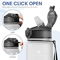 Vista 3 de 32 oz Water Bottles with Times to Drink and Straw, Motivational Water Bottle with Time Marker, Leakproof & BPA Free, Drinking Sports Water Bottle