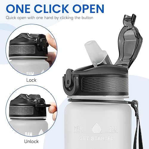 Miniatura 3 de 32 oz Water Bottles with Times to Drink and Straw, Motivational Water Bottle with Time Marker, Leakproof & BPA Free, Drinking Sports Water Bottle