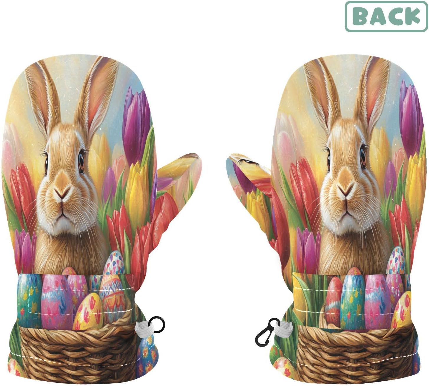 Rabbits Eggs Flowers Easter Toddler Mittens Kids Mittens Fleece Lined Infant Warm Snow Gloves for Baby Girls S