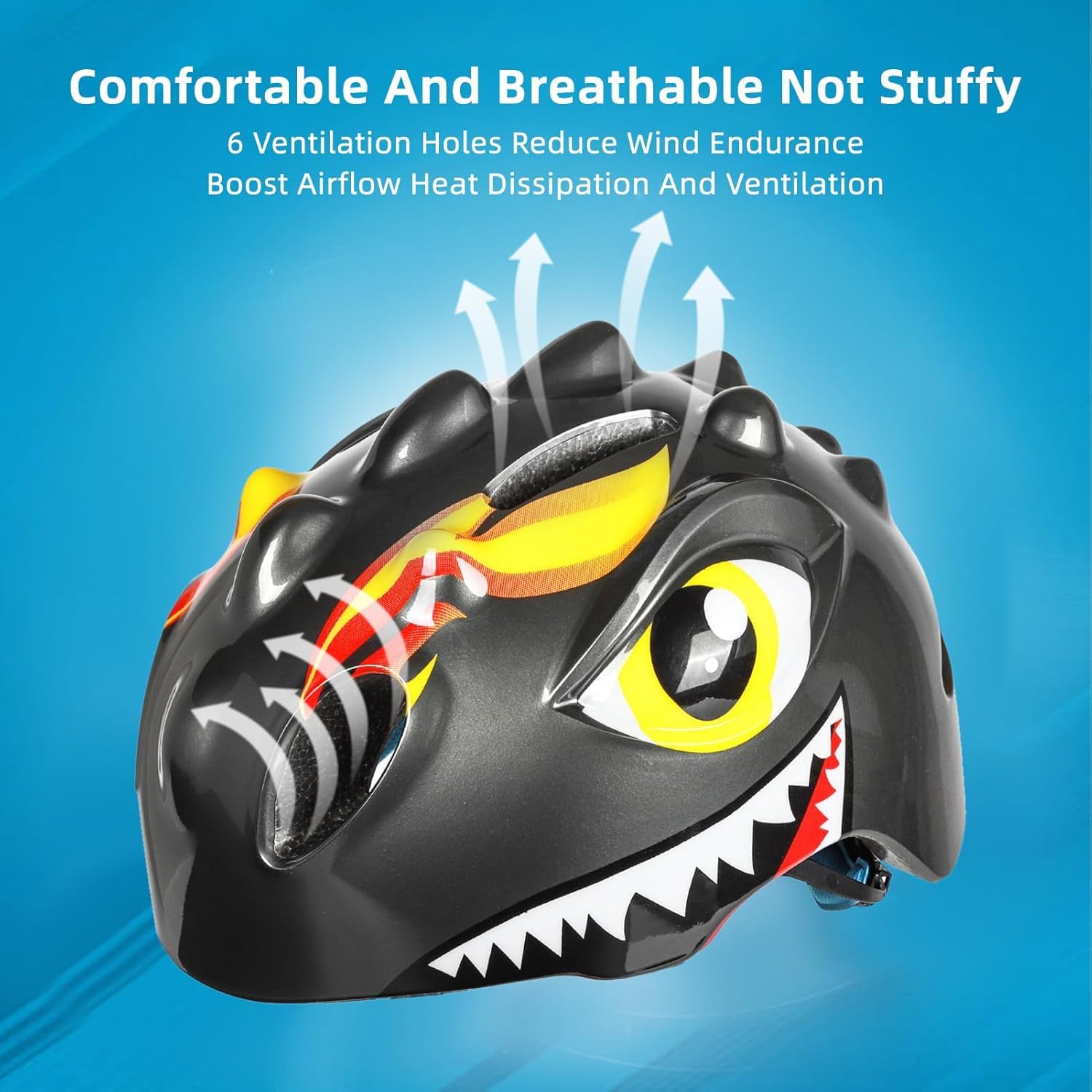 Casque de vélo pour enfant avec lumière LED | Adorable casque de sécurité 3D dinosaure pour filles et garçons de 3 à 8 ans | Casque réglable et respirant pour vélo, skateboard, scooter, patinage