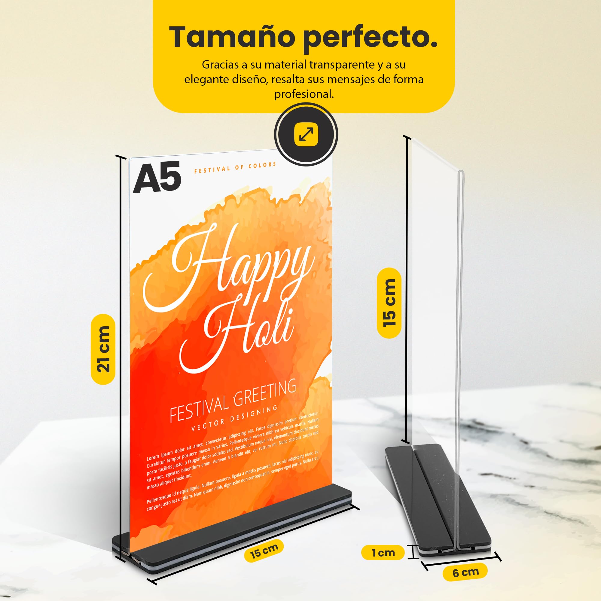 GOYAPRINT Expositor Metacrilato A4 para Menús y Publicidad - Soporte de Sobremesa Transparente para Carteles y Folletos - Porta Menús para Restaurantes, Oficinas, Hoteles y Eventos (5, A5)