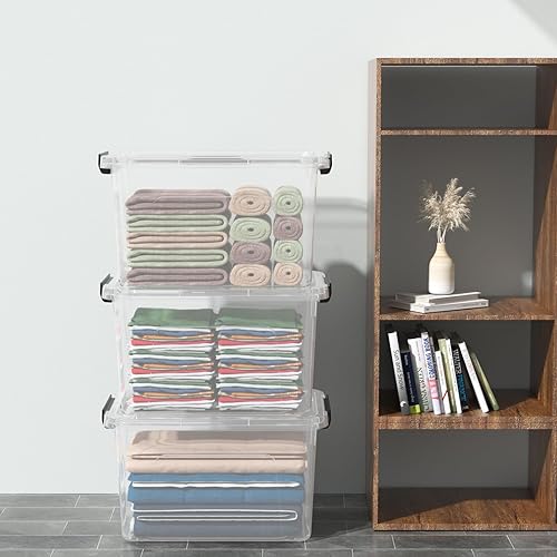 Miniatura 5 de Paquete de 4 cajas de almacenamiento transparentes de 17.5 cuartos de galón, contenedor de almacenamiento de plástico con tapas