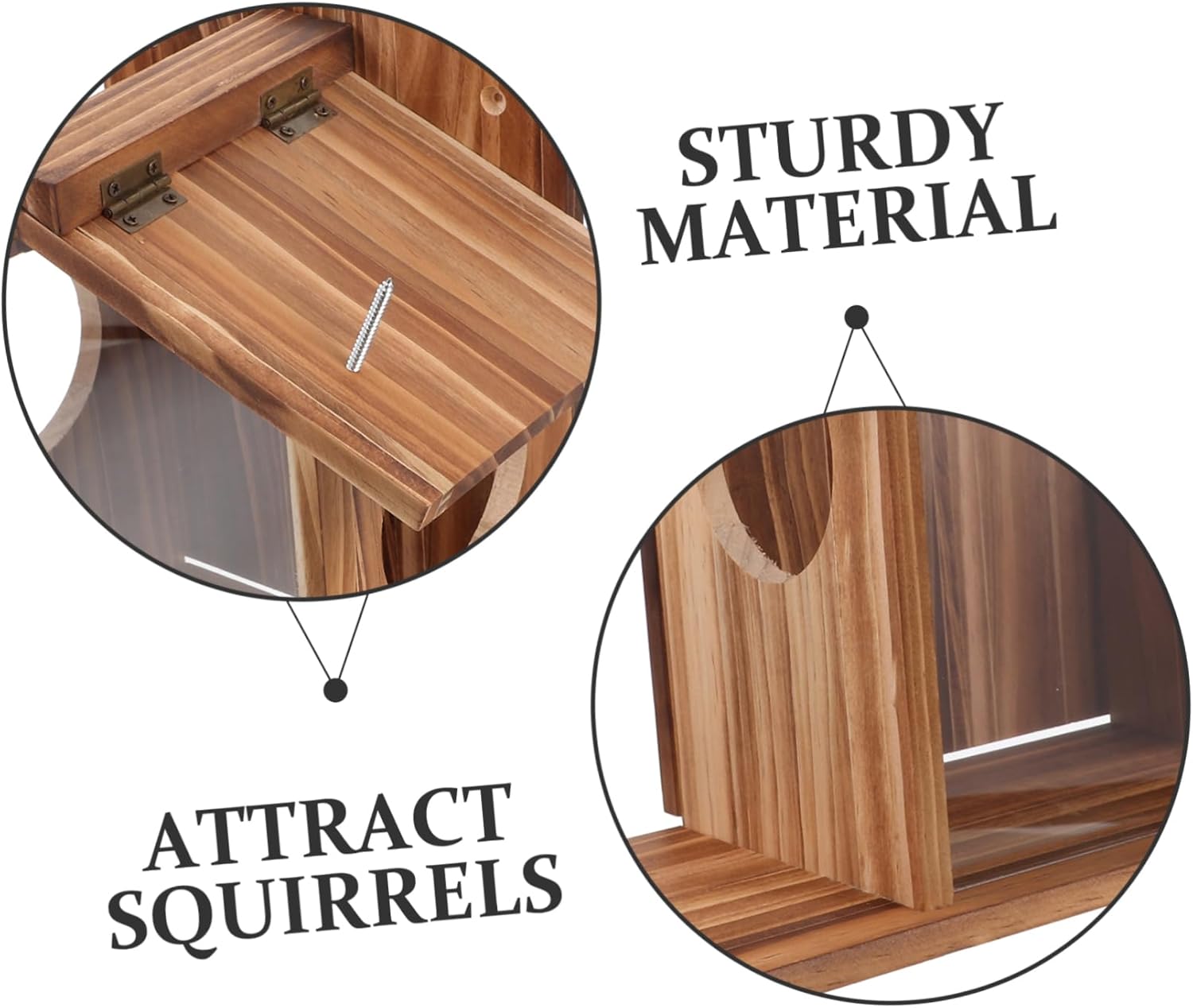 POPETPOP Wooden Squirrel Food Box Durable Outdoor Feeder for Squirrels and Hamsters Convenient Hanging Design for Backyard Wildlife Attractive Garden Accessory Easy to Clean