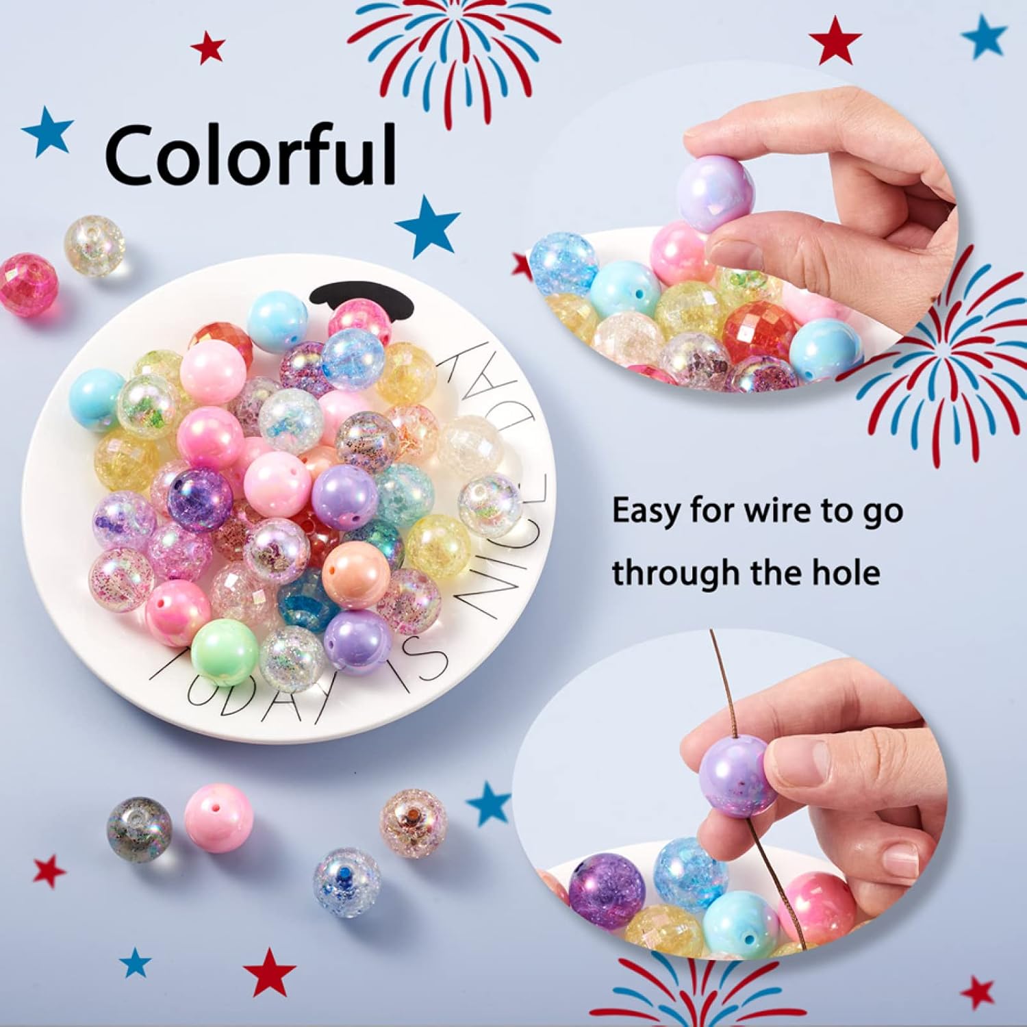 Beadthoven 100pcs 20mm Mix Chunky Bubblegum Acrylic Beads 5style Colorful AB Round Gumball Beads Loose Craft Spacers for DIY Pen Jewelry Making Chunky Necklace Bracelet Beaded Chain Supplies - Image 3