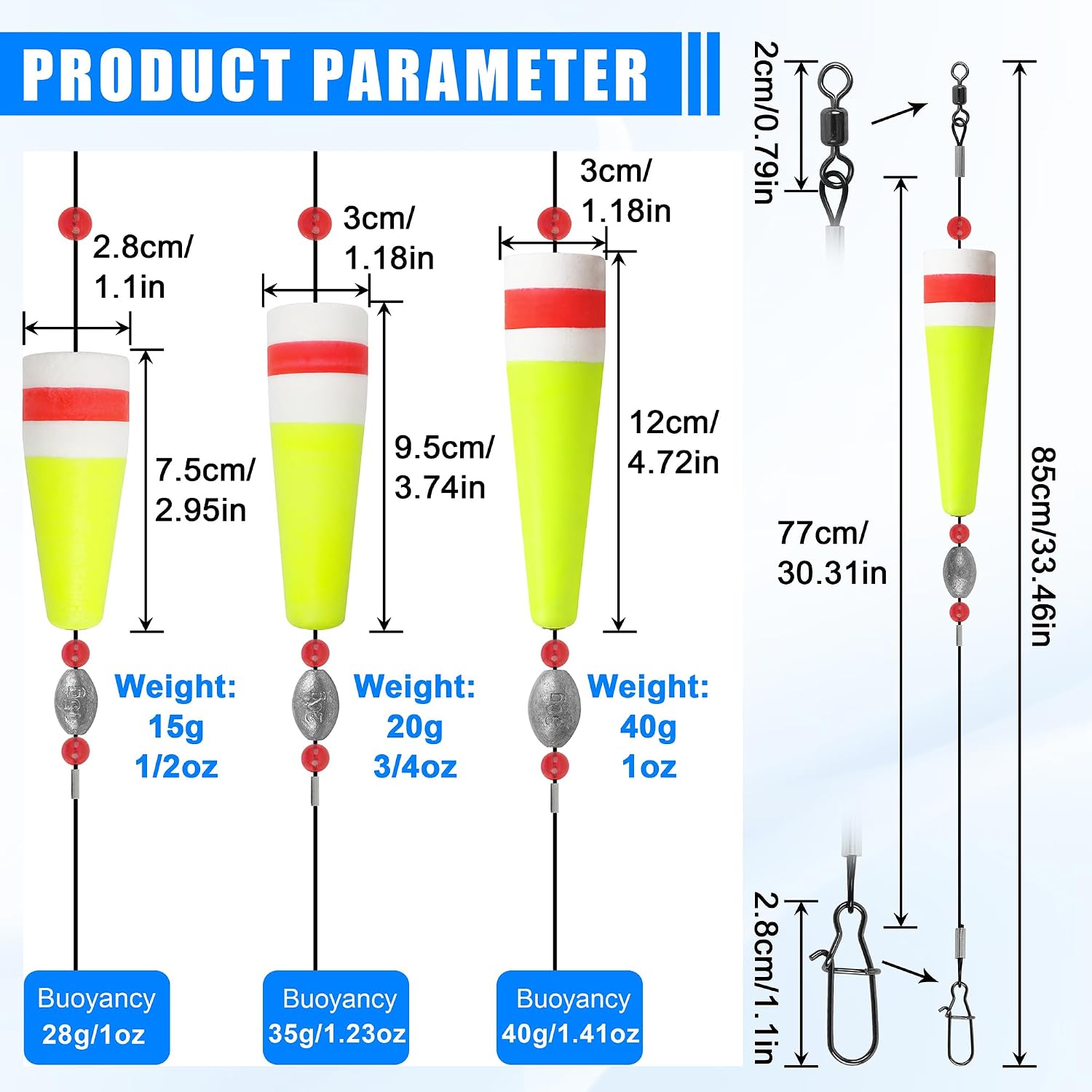 2Pack/4Pack Popping Cork Floats Rigs Weighted Bobber Egg Grouper Rig Fishing Floats and Bobbers edfish and Speckled Trout Saltwater Freshwater Fishing Tackle
