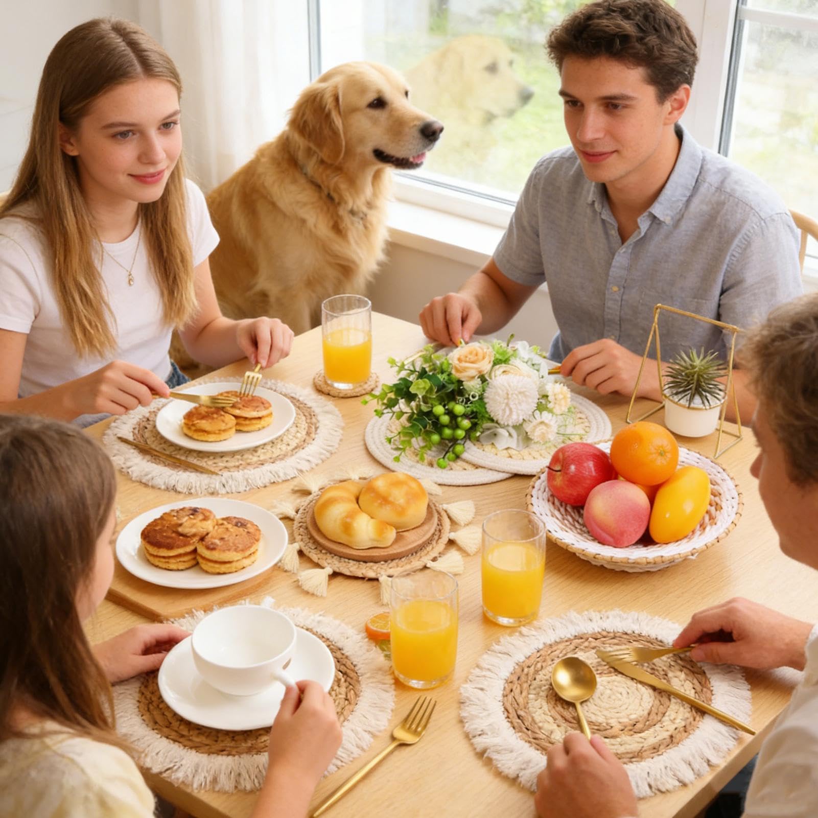 Pleciony Kosz na Ścianę Ręcznie tkane boho z włóczki rustykalne maty