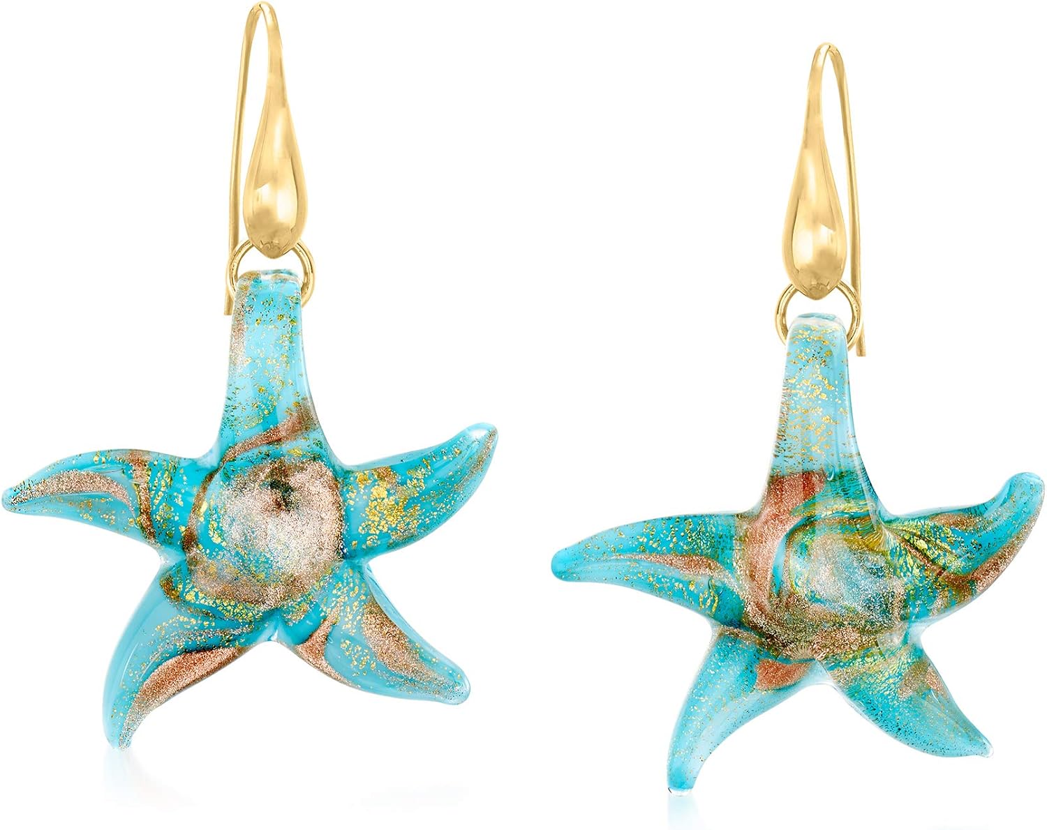 Ross-Simons Italian Murano Glass Starfish Drop Earrings With 18kt Gold Over Sterling