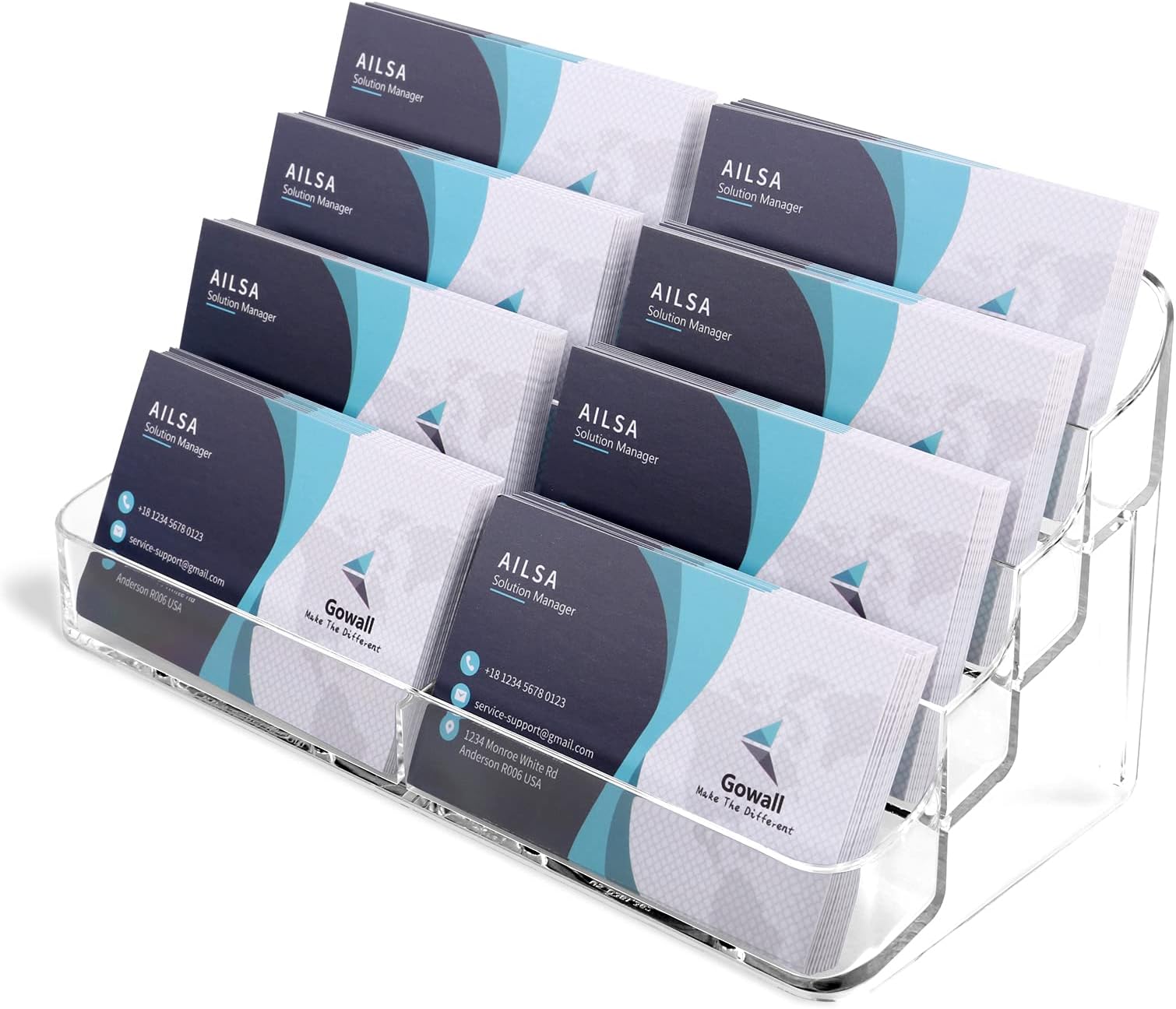 TecUnite 2 Pack Business Card Holder 3 Tiers Acrylic Card