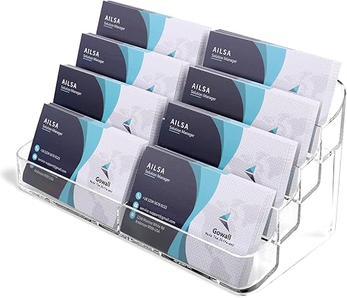 Tarjetero acrílico de 8 bolsillos para escritorio, soporte transparente, pantalla de tarjetas de visita de plástico para exposición, hogar y oficina