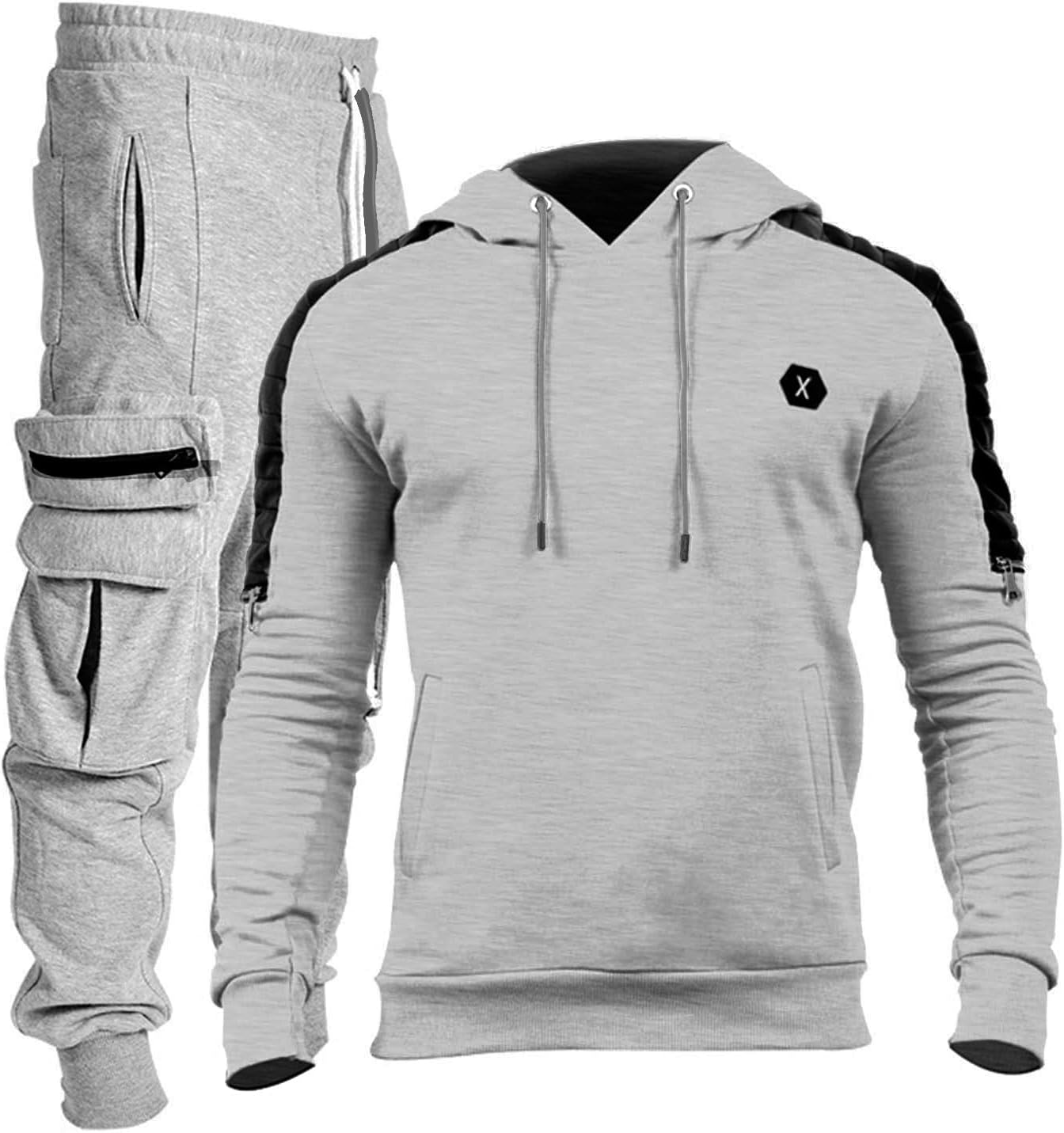 Men's Tracksuit 2 Piece Hoodie Athletic Jogging Sweatsuits for Men Casual Sports Long Sleeve Pullover Suit Set