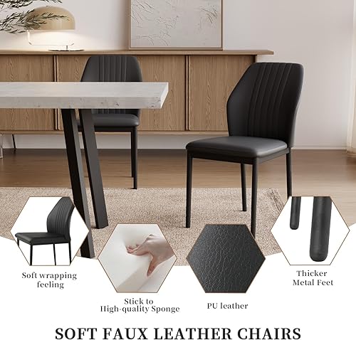 Miniatura 4 de Juego de mesa de comedor extensible de 47.2 a 62.9 pulgadas para 4, mesa de cocina moderna con sillas de comedor para 4-6 personas, mesa de madera