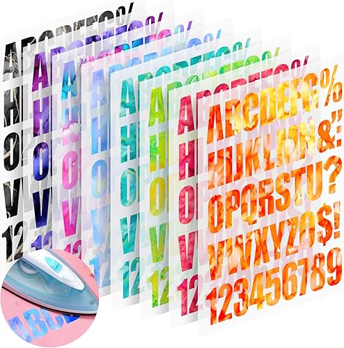 Miniatura 8 de Cysincos 4 colores que brillan en la oscuridad para planchar en vinilo con patrón de letras para planchar en ropa, almohada, mochila, suministros de