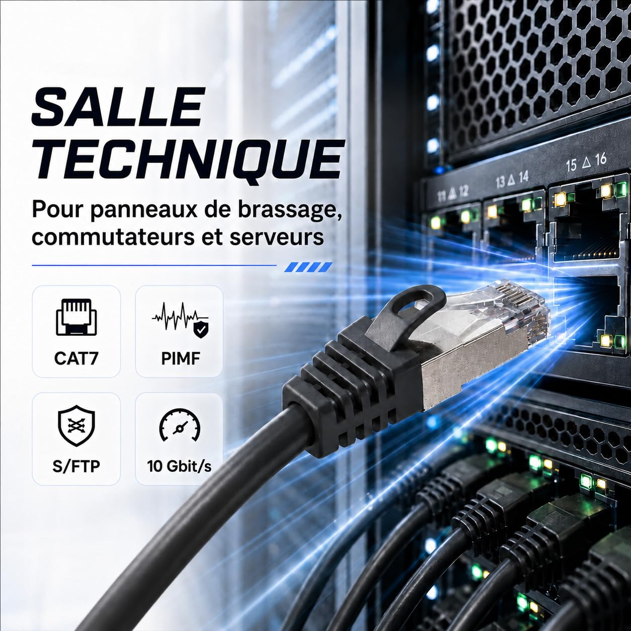 1aTTack.de Cat7 S/FTP PIMF LSZH Lot de 20 câbles réseau Ethernet LAN RJ45 rétrocompatible Cat6a Cat6 Cat5e 10 Gbit/s sans halogène 1 m Gris