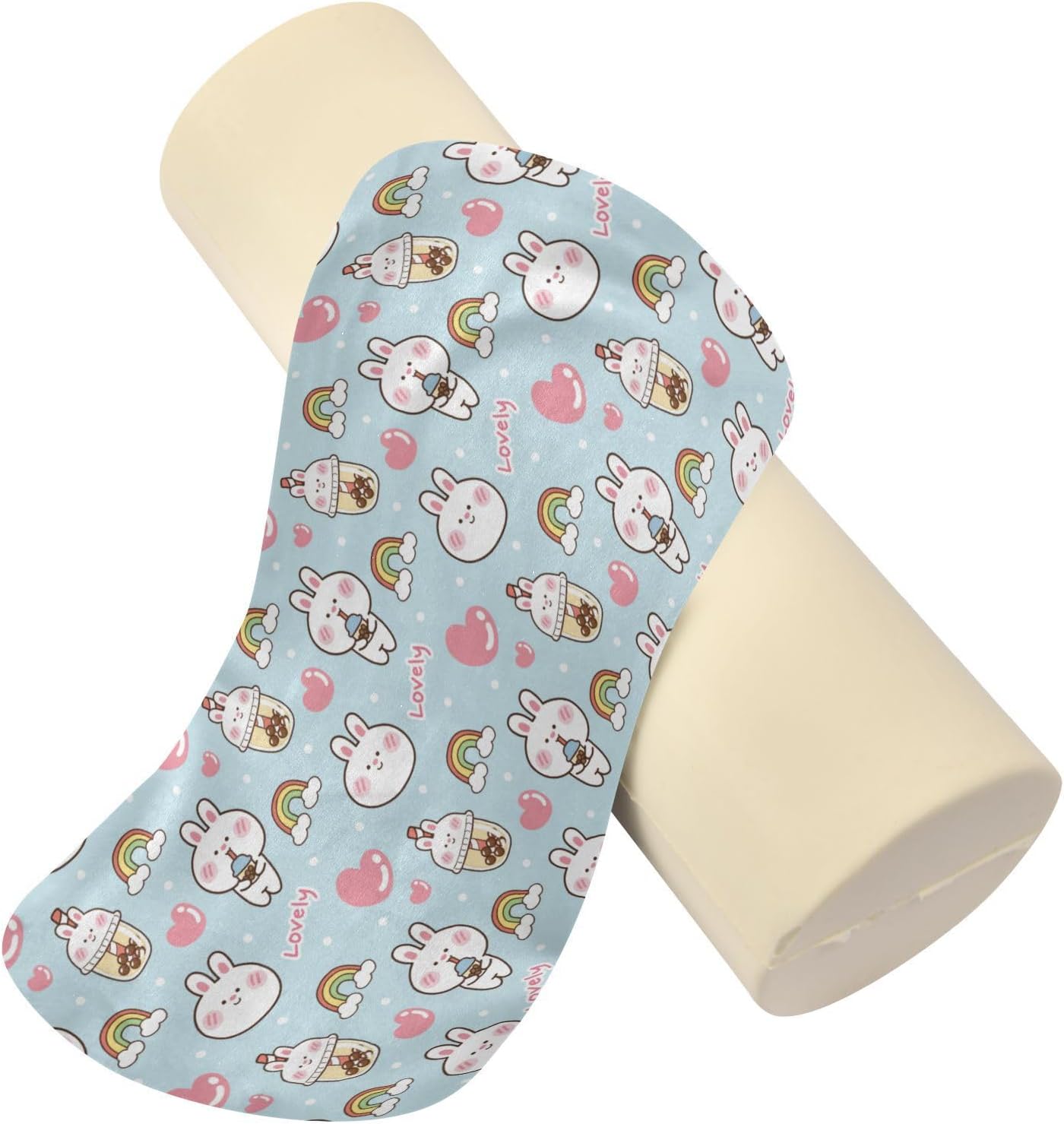 Cute Rabbits Decorative Bolster Pillows for Sofa Decorative Neck Roll