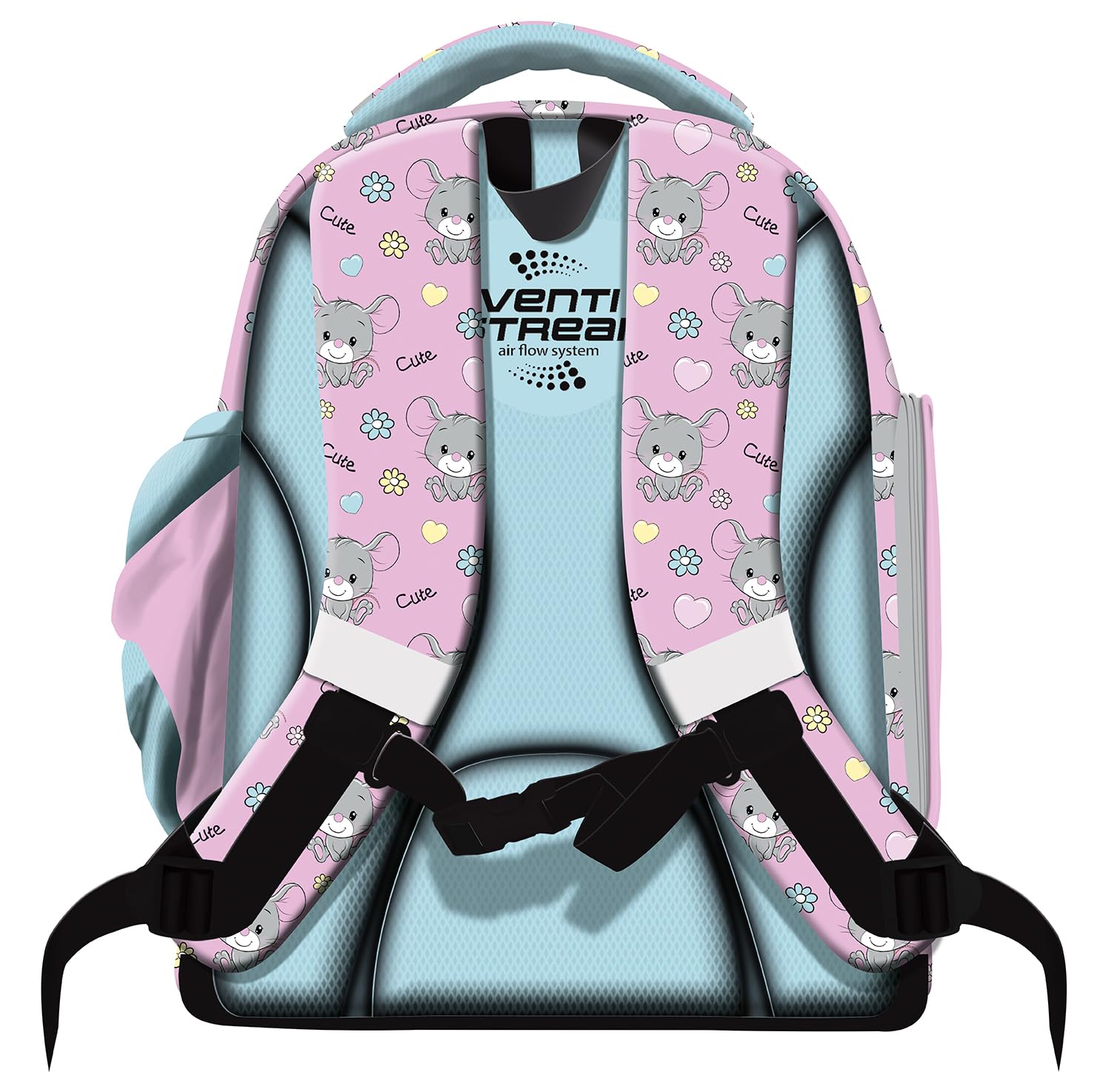 Goldkids - Mochila Escolar para niños y niñas - Mochila Escolar para niños con Estuche - Bolsa para Zapatos y Cuaderno de tareas - Motivo de ratón - 1-3 Clase