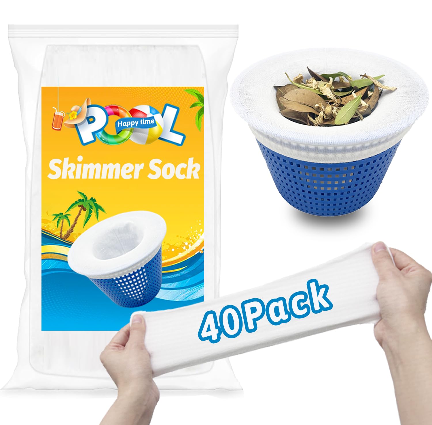 40-Pack Pool Skimmer Socks, Ultra Fine Mesh for Hair, Debris and Leaves
