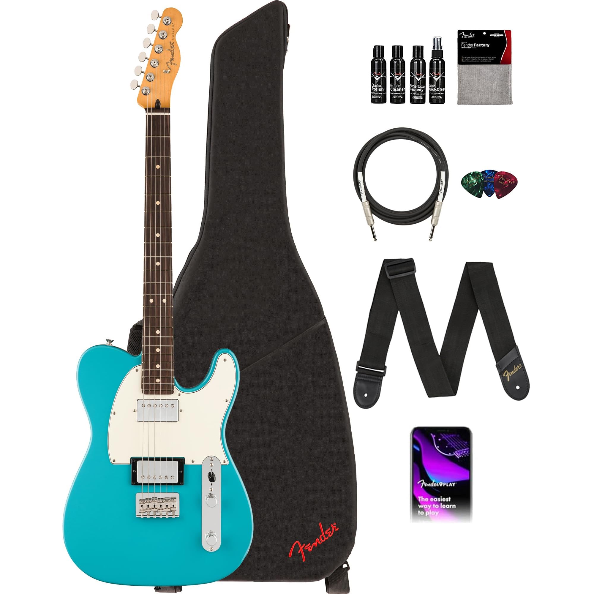 Amazon.com: Fender Player II Telecaster HH - Aquatone Blue Bundle