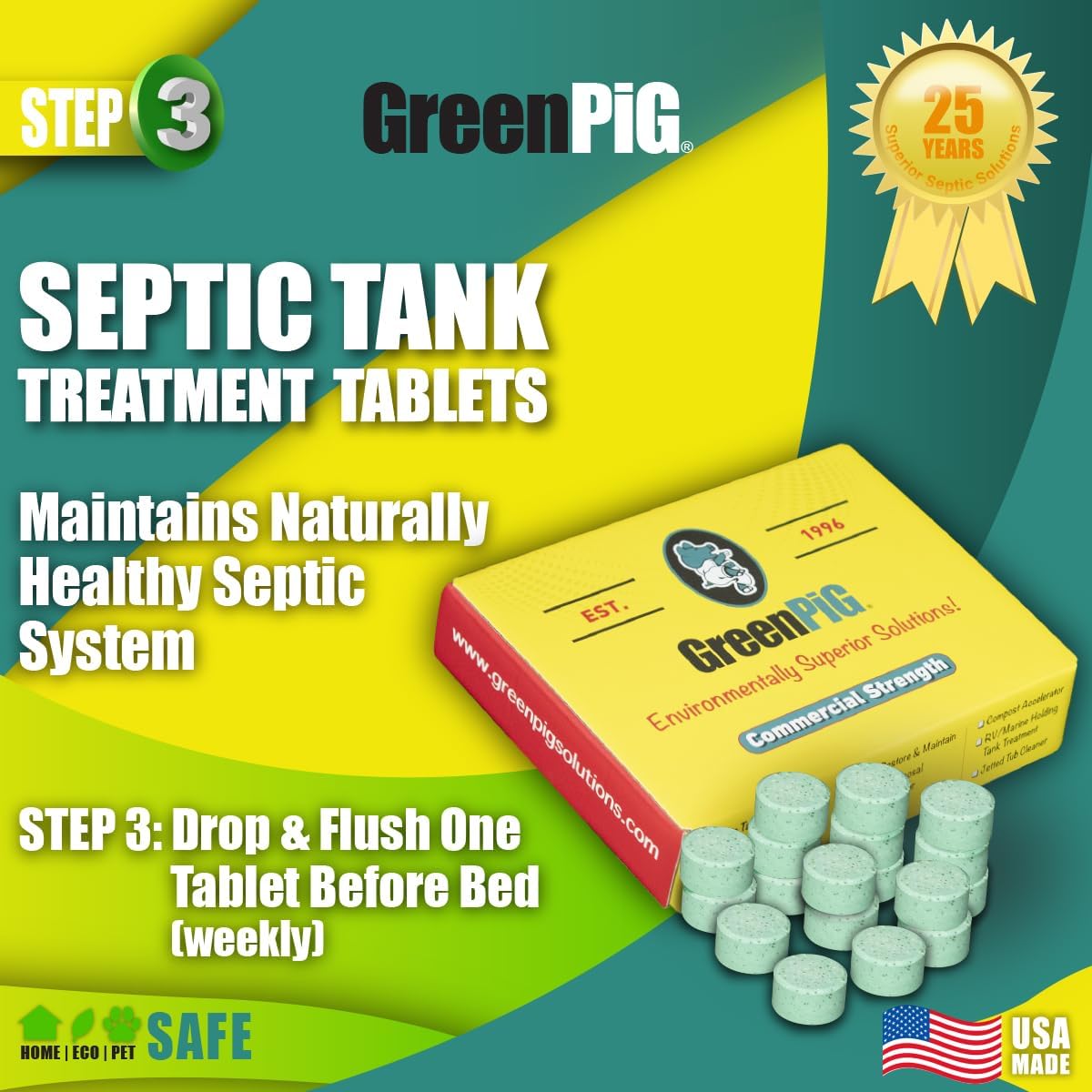 GREEN PIG Drain Field Cleaner, Septic Safe Drain Clog Remover, Treatment for Quickly Clearing Leach Field System Clogs, Back-Ups, and Foul Odors in Septic Tank Systems