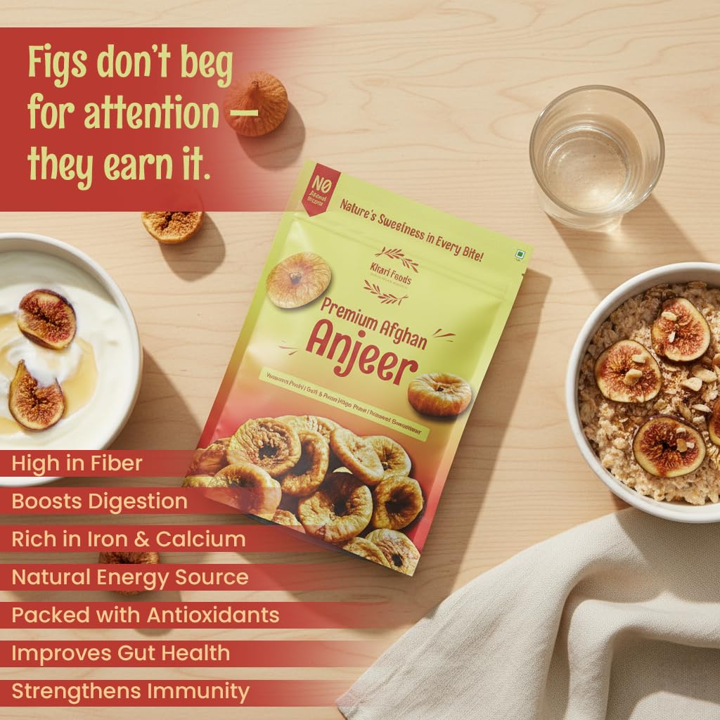 Khari Foods Premium Afghan Figs, Vacuum Anjeer Dry Fruits, High Fiber, Immuntiy Booster, No Added Sugar 1