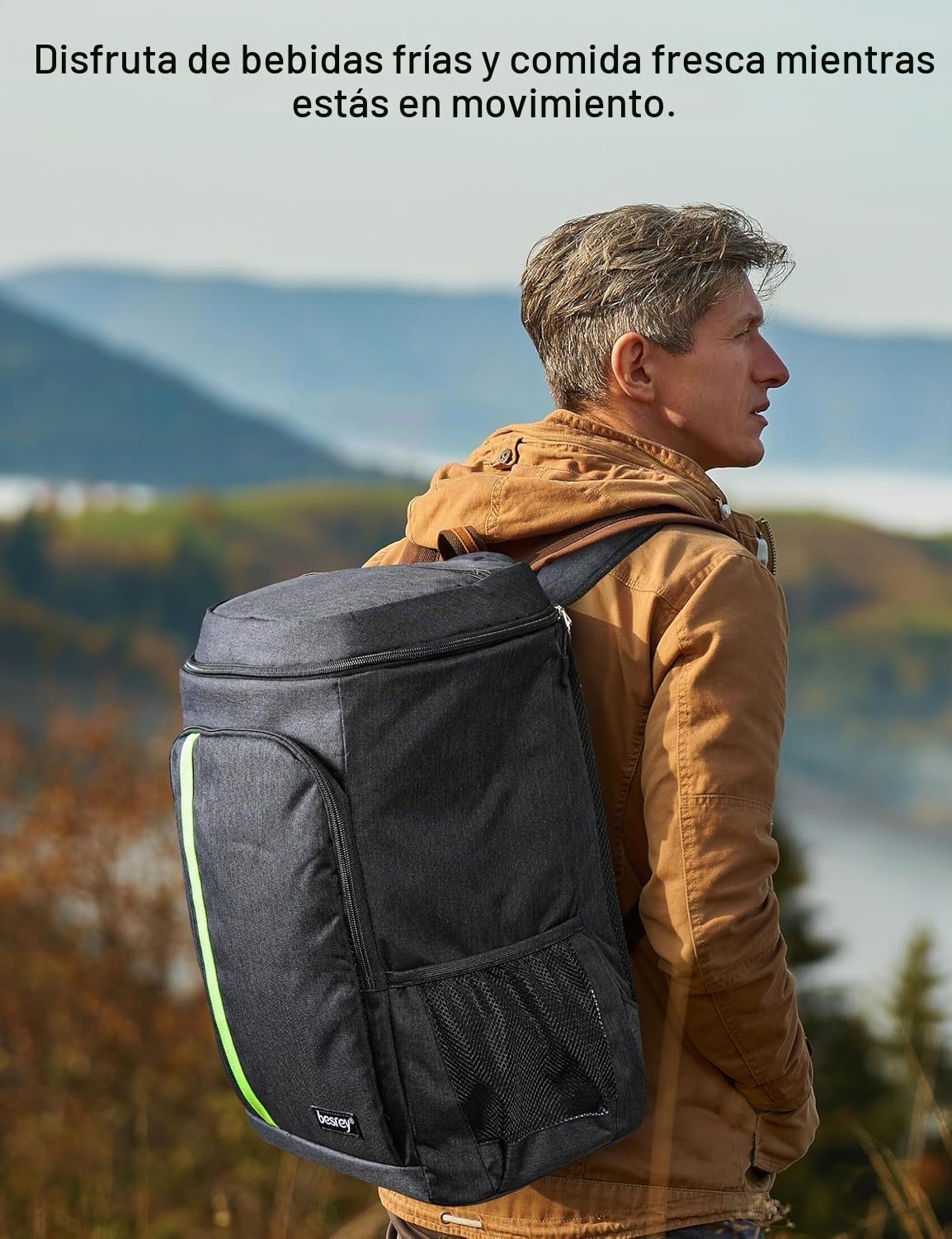 Besrey - Mochila térmica de 30 litros, Bolsa térmica, Mochila isotérmica, portaalmuerzos, Mantiene los Alimentos Calientes o fríos. para Camping, pícnic, Barbacoa, Eventos (Negro)