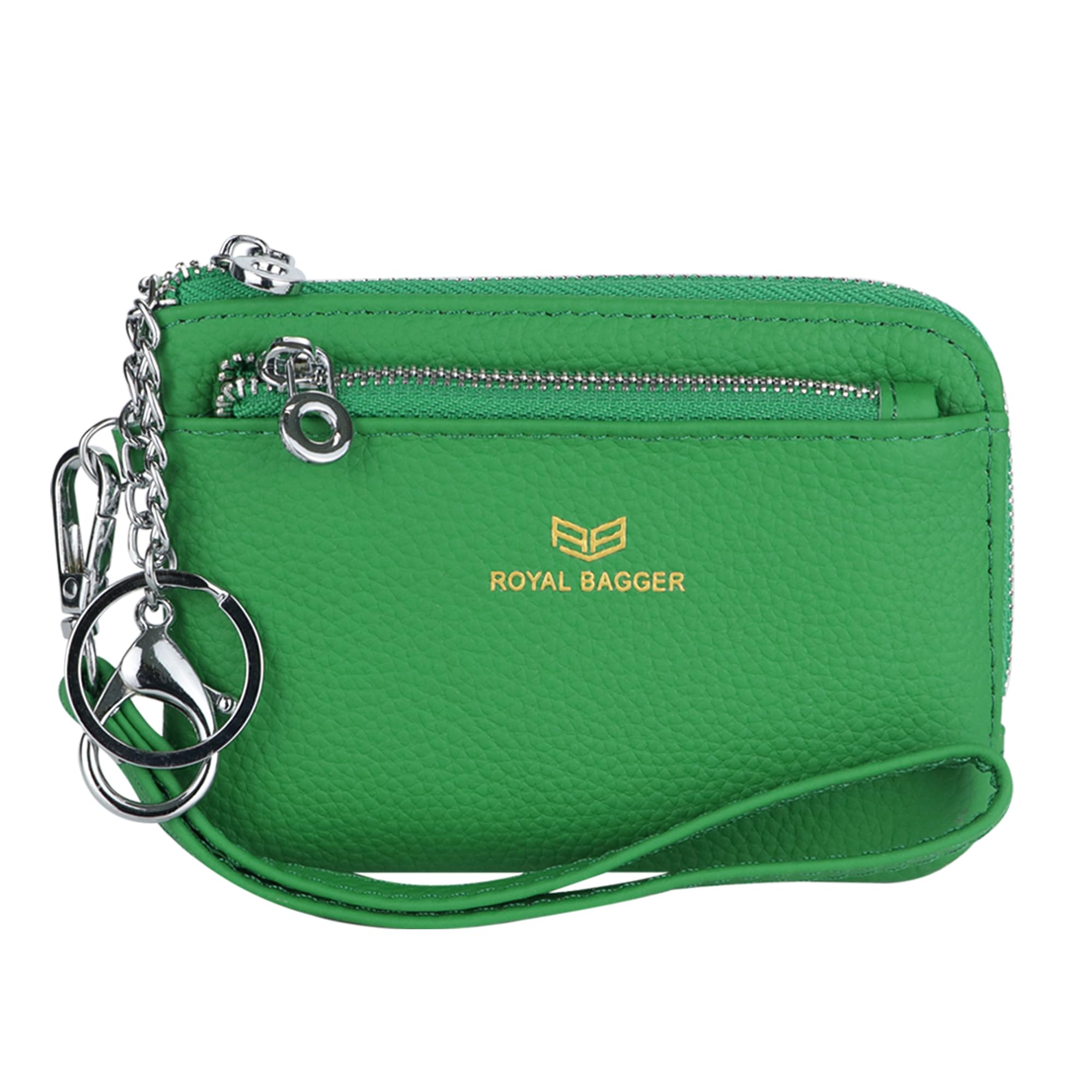 Royal Bagger Frauen Echtleder RFID Münze Tasche Für Frauen, Multi-Reißverschluss Clutch Brieftasche Mit Schlüsselanhänger & Armband 1903 (Grün)