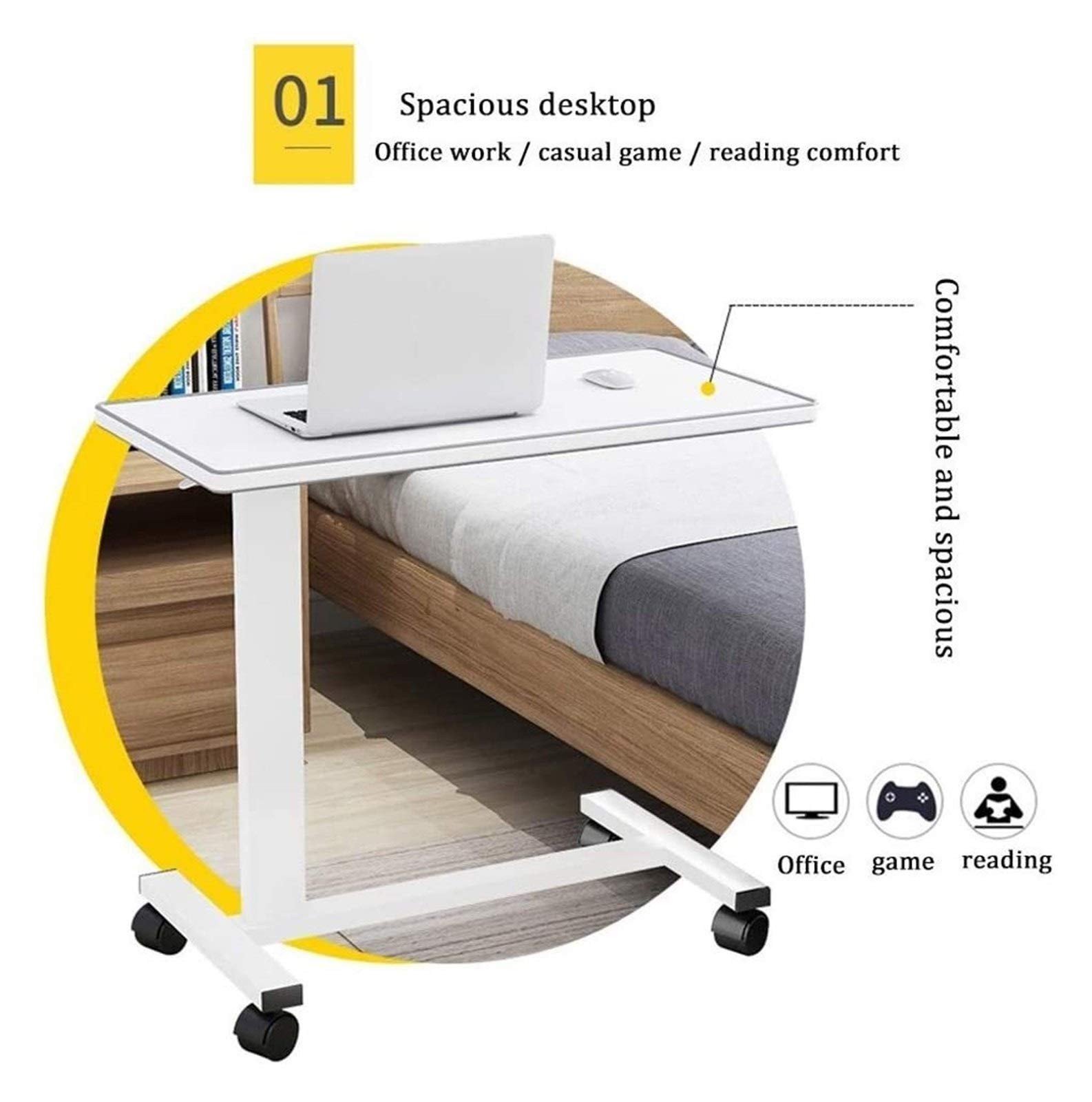 Tavolo Servitore Tavolino Servitore Ruote Comodino Scrivania Base A Forma Di C Scrivania Per Laptop Tavolino Per Ufficio Domestico Tavolo Mobile Postazione Di Lavoro Tavolo Pieghevole Mobile