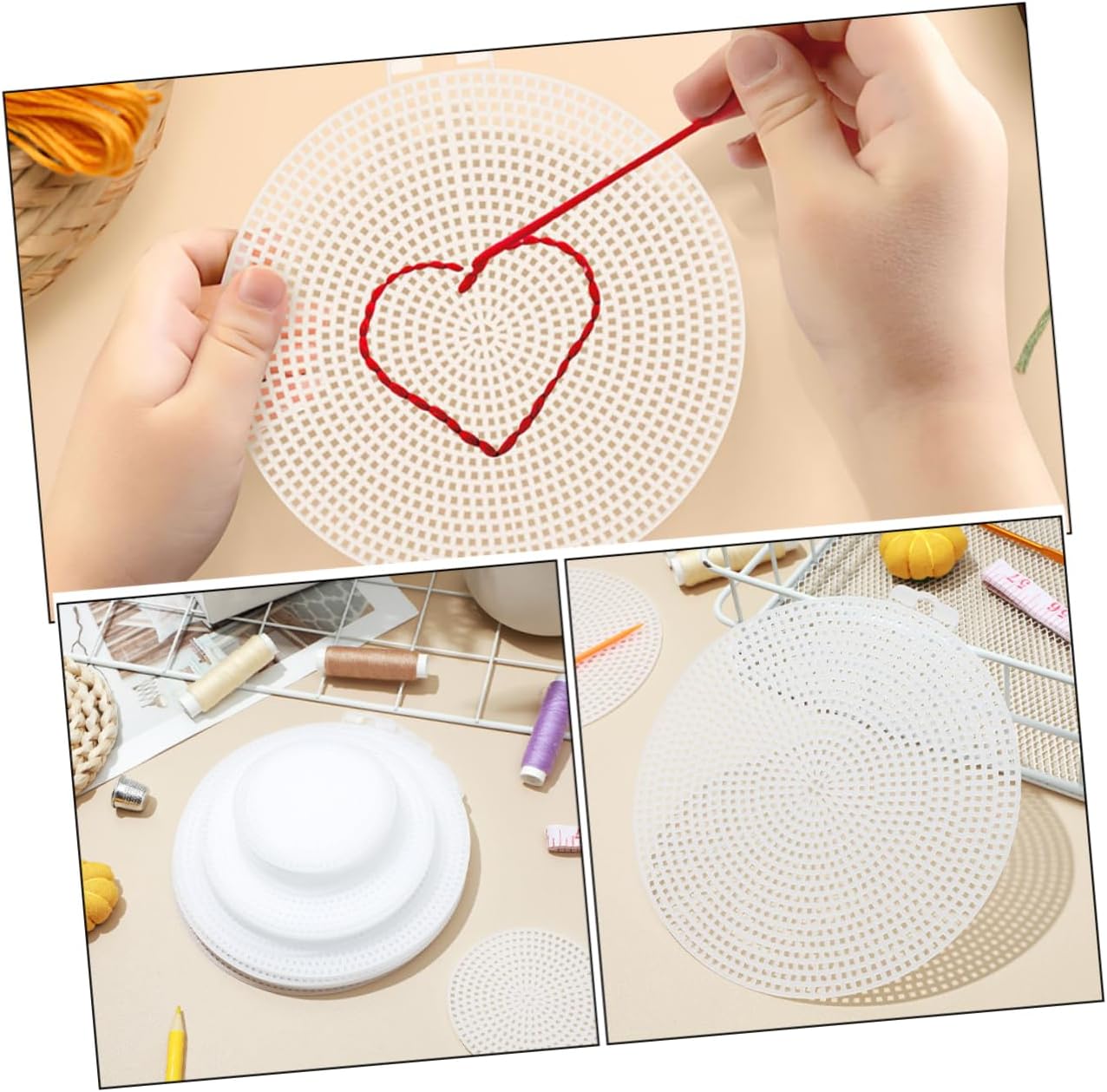 YOSADIER 15pcs Cross Stitch Backing Board Multi-Function Plastic Mesh for Canvas DIY Crochet Embroidery Canvas Sheets