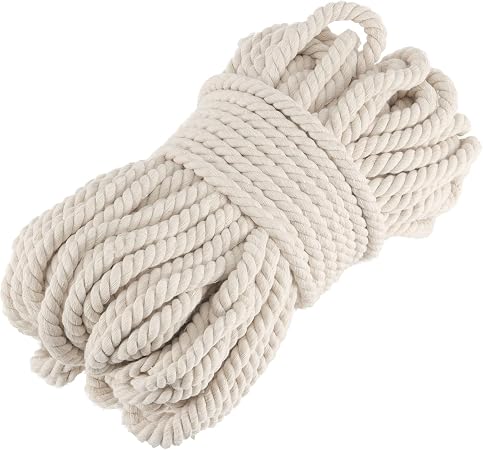 SHEUTSAN 1/2 Inch x 164 Feet Milky Twisted Cotton Rope, Strong 3-Strand ...