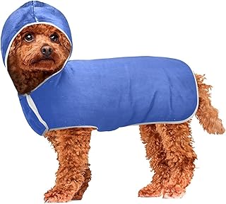 Cerulean Blue Dog Towel Hoodie Fast Drying Super Absorbent Pet Dog Cat Bath Robe Towel Easy Wear Dog Towel