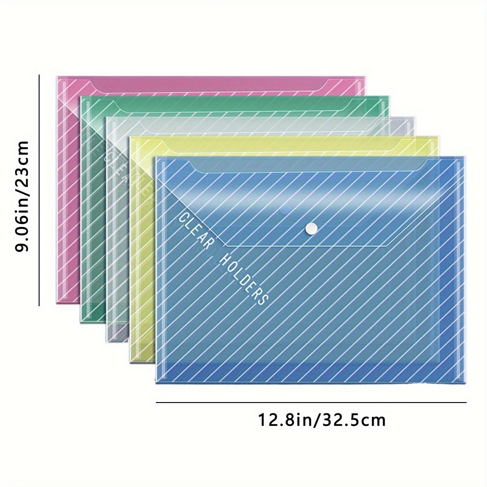 Przezroczyste teczki z tworzywa sztucznego, 50pcs A4 File Folders With Button Closure Multicolor For Office
