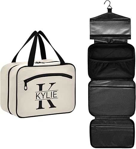 Miniatura 105 de Sinestour Neceser personalizado para mujeres y hombres, organizador de maquillaje de viaje con gancho para colgar, bolsas de cosméticos, bolsa