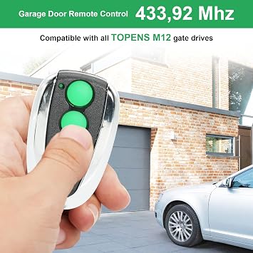 Garage Door Remote Compatible with TOPENS M12, 4 Buttons Garage Door Opener, Wireless Transmitter for Automatic Swing Sliding Gate, Garage Door (2, Green)