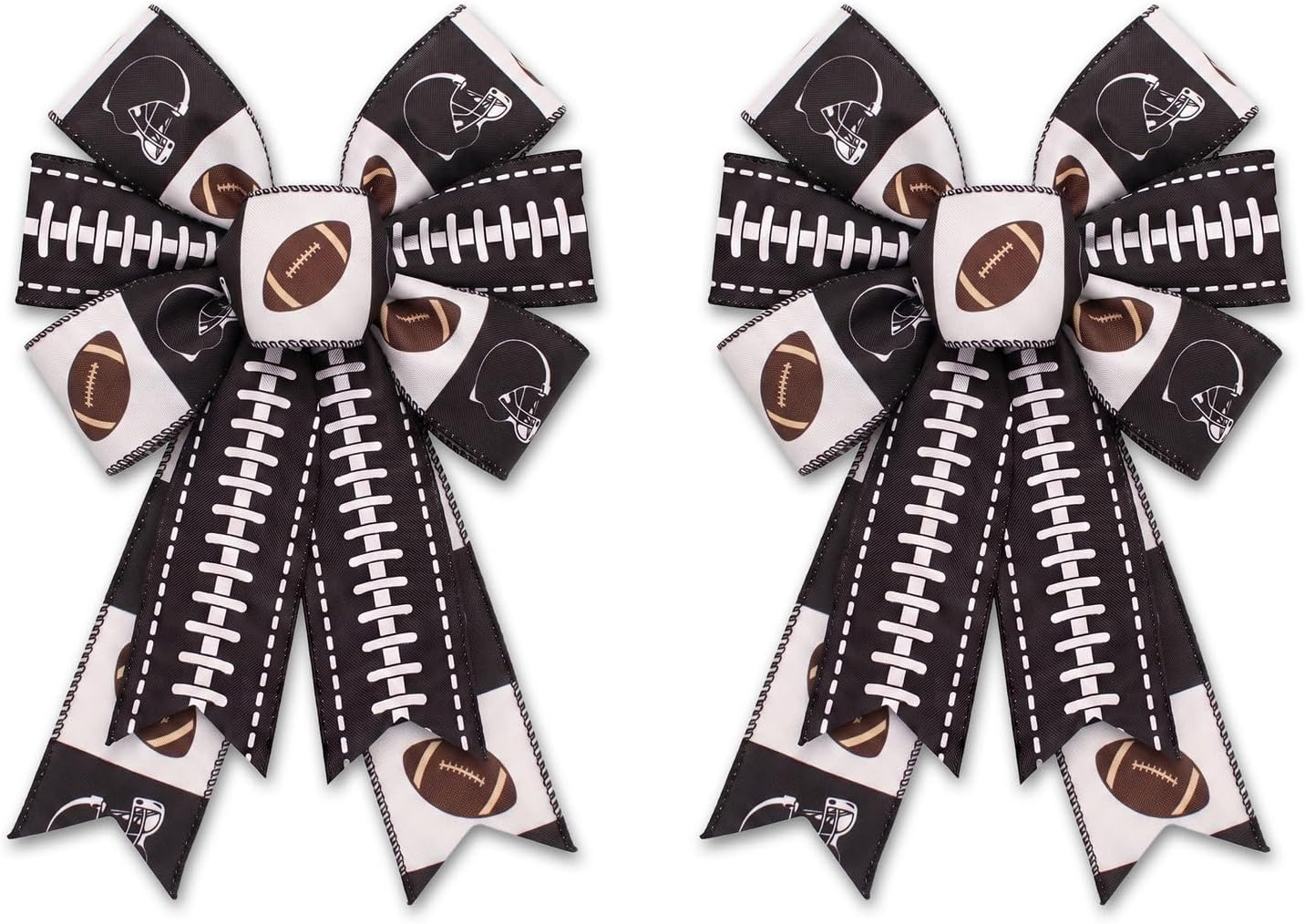 Threetols 2pcs Blue and White Football Helmet Wreath Bow for Front Door
