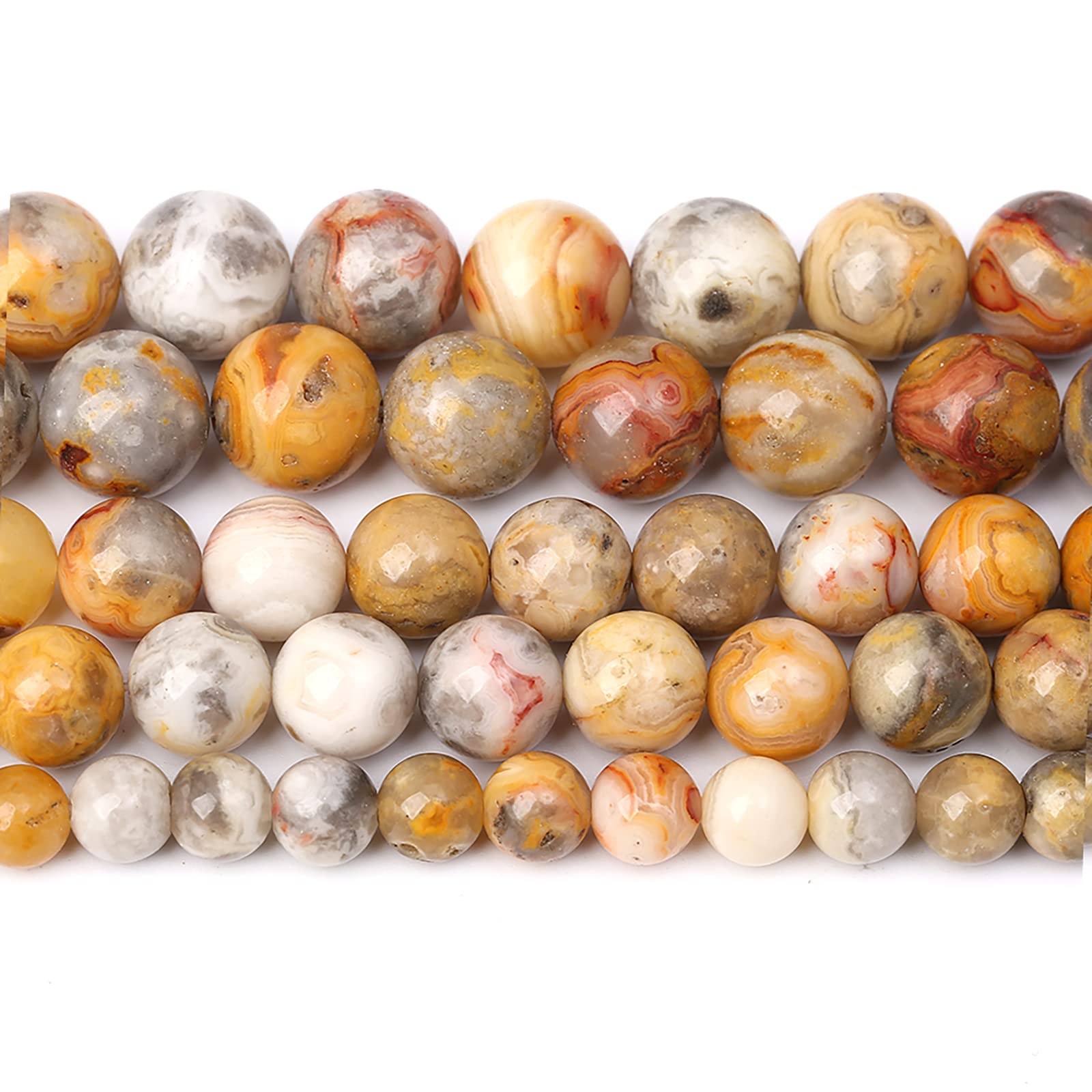 ZXYMLZI60pcs 6mm Natural Stone Beads Crazy Lace Agate Healing Energy Gemstone Round Loose Beads for Jewelry Making DIY Bracelet Necklace